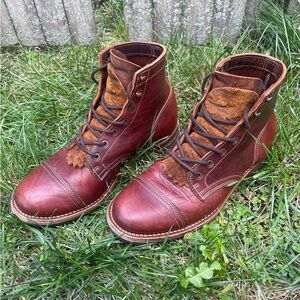 Brown Leather Lace-Up Boots